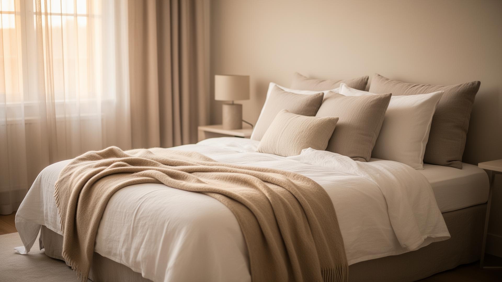 Habitación cálida con cama de lujo